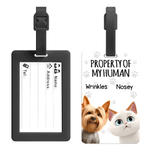 Personalised Property of My Human Cute Cartoon Pet Luggage Tag with Name Travel Accessories Birthday Gift for Pet Owners Travel Lovers