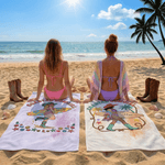 Personalizzato Playful Beach Babe Asciugamano da spiaggia sovradimensionato ad asciugatura rapida con nome Regalo di festa in spiaggia per donna cowgirl