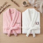Personalized Embroidered Monogram Name Plush Bathrobe Daily Use Birthday Mother's Day Gift for Women