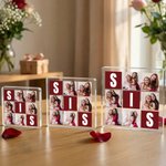 Personalised 6 Photos Collage Multicolour Square Acrylic Plaque Desk Decor Birthday Christmas Gift for Sisters Friends