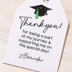 Personalised Graduation Cap Thank You Tags with Text and Ribbon Set of 20 Gift Decor Graduation Party Favor for Graduates