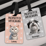 Personalised Property of My Human Cute Cartoon Pet Luggage Tag with Name Travel Accessories Birthday Gift for Pet Owners Travel Lovers