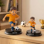 Henkilökohtainen Cartoon Soccer Lapset Photo Figurine Ornamentti nimi Desk Decor Team Syntymäpäivälahja pojille Soccer Lovers