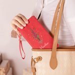 Personalized Birth Flower PU Leather Vintage Wallet with Name Birthday Mother's Day Gift for Mother Woman