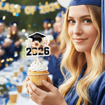 Personlig blomsterdekorasjon med navn og årstall på cupcake-topper til uteksaminerte studenter Graduation Cap Cupcake Topper med navn og år Festdekorasjon Graduation Gift for Graduates Friends