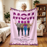 Personalised Leopard Print Cartoon Character Soft Throw Blanket with Name Home Decor Mother's Day Gift for Mom Grandma