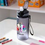 Personalised Initial Cute Animal 17 oz Kid Name Water Bottle with Silicone Straw Back to School Daily Use Children's Day Birthday Gift for Boy Girl