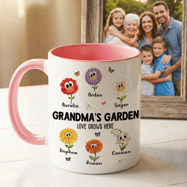 Personalized Birth Flower 11 oz 15 oz Ceramic Mug with Name and Title Daily Drinking Mother's Day Gift for Mom Grandma
