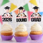 Cara personalizada Foto Graduación Cupcake Toppers Juego de 12 Graduación Decoración de la fiesta Regalo para la clase de 2026 Graduados