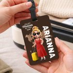 Etichetta per bagagli personalizzata con nome e personaggio animato, accessori da viaggio - Regalo di compleanno per amanti dei viaggi in famiglia