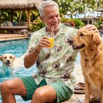 Personalisiertes Lustiges Tropenstil Palmenmuster Hawaiishirt mit 1-2 Gesicht-Fotos Sommer Strand Party Geburtstag Geschenk für Herren