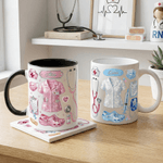 Personalised Crystal Style Medical Elements Ceramic Coffee Mug with Name Daily Use Birthday Nurses' Day Gift for Nurse