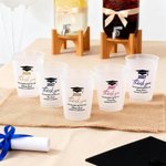 Gorra de Graduación Personalizada Set de 10 Vasos de Plástico Esmerilado Desechables con el Nombre del Año y la Escuela Celebración Fiesta de Graduación Favor para Graduados