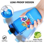 Personalised Initial Cute Animal 17 oz Kid Name Water Bottle with Silicone Straw Back to School Daily Use Children's Day Birthday Gift for Boy Girl