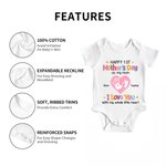 Gepersonaliseerd Gelukkige 1e Moederdag 100% Katoenen Baby rompertje met Namen Baby Shower Moederdagcadeau voor Pasgeborenen