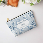 Henkilökohtainen Floral Portable Makeup Bag nimi päivämäärä päivittäinen käyttö Travel varastointi vuosipäivä syntymäpäivä häät lahja naiselle morsiusneito