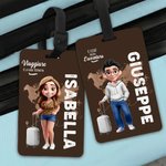Etichetta per bagagli personalizzata con nome e personaggio animato, accessori da viaggio - Regalo di compleanno per amanti dei viaggi in famiglia