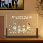 Personalised Cute Duck Family LED Night Light with Names and Wooden Base Home Decor Mother's Day Birthday Gift for Mom Grandparent Family