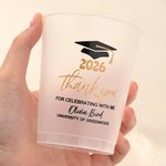 Gorra de Graduación Personalizada Set de 10 Vasos de Plástico Esmerilado Desechables con el Nombre del Año y la Escuela Celebración Fiesta de Graduación Favor para Graduados