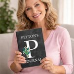 Personalized Birth Flower Bouquet Initial A5 Leather Notebook with Name Office Supplies Birthday Gift for Family Friends