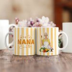 Personalised Watercolor Photo Striped Design 11 oz 15 oz Ceramic Coffee Mug with Title Daily Use Birthday Mother's Day Gift for Grandma Mom