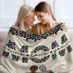 Personalised Leopard Print Cartoon Character Soft Throw Blanket with Name Home Decor Mother's Day Gift for Mom Grandma