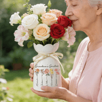 Personalised Birth Flower Ceramic Vase with 1-10 Names Birthday Mother's Day Gift for Mother Grandmother