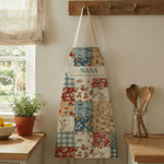 Personalized Floral Patchwork Plaid Adjustable Apron with Name Mother's Day Birthday Gift for Grandma Mom