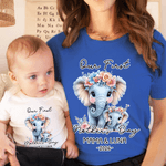Personalized Elephant Mom Baby 100% Cotton T-shirt Baby Bodysuit with Name and Year Matching Outfit 1st Mother's Day Gift for New Mom