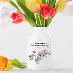 Personalised Never Forget How Much We Love You Elephant Ceramic Flower Vase with Name Room Decor Mother's Day Gift for Mom Grandma