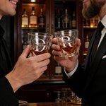 Personalized Engraved Twisted 11 oz Old Fashioned Whiskey Glass Decanter Set with Name and Initial Father's Day Gift for Men Whiskey Enthusiasts