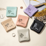 Personalised Birth Flower PU Leather Coin Handbag with Name Mother's Day Birthday Anniversary Gift for Women Girls