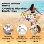 Henkilökohtainen Retro Groovy Floral Quick Dry Ylimitoitettu mikrokuituliinainen rantapyyhe nimellä Kesäloma Syntymäpäivälahja lapselle perheelle