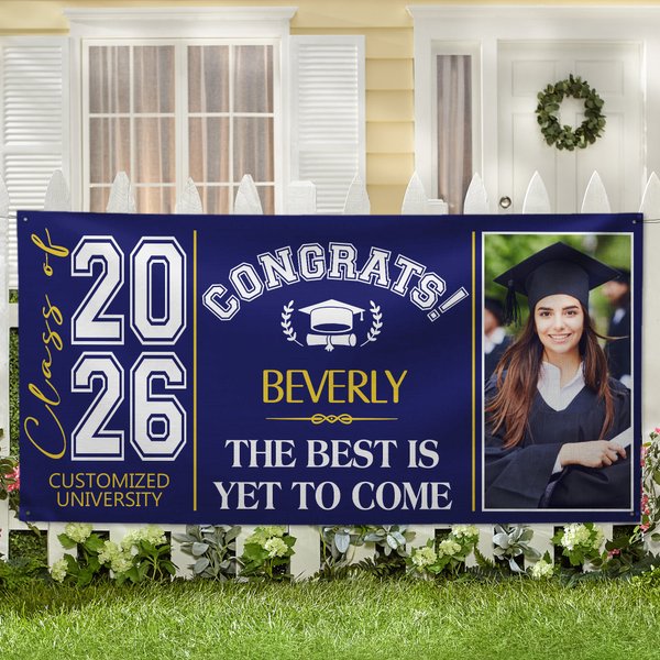 Personalized Congratulations Photo Banner with Name and Quote Class of 2026 Graduation Backdrop Party Decor Gift for Graduates