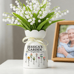 Personalized Birth Flower Ceramic Vase with Name and Title Mother's Day Birthday Gift for Mom Grandma Family
