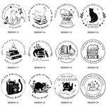 Mond, Katze, Bücher | Personalisierter Prägestempel mit Text und Namen | Prägesiegel wählbar | Geburtstag Geschenk für Buch- und Katzenliebhaber