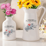 Personalised Never Forget How Much We Love You Elephant Ceramic Flower Vase with Name Room Decor Mother's Day Gift for Mom Grandma