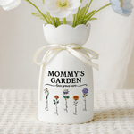 Personalized Birth Flower Ceramic Vase with Name and Title Mother's Day Birthday Gift for Mom Grandma Family
