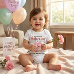 Gepersonaliseerd Gelukkige 1e Moederdag 100% Katoenen Baby rompertje met Namen Baby Shower Moederdagcadeau voor Pasgeborenen