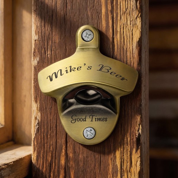 Personalised Vintage Wall-Mounted Bottle Opener with Engraved Text Home Bar Decor Birthday Father's Day Gift for Men Family