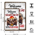 Personalized Welcome to the Camping Bear Family Tinplate Painting with Names Daily Use Outdoor Family Gathering Gift for Family Camping Lovers