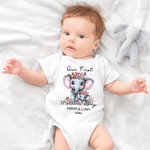 Personalized Elephant Mom Baby 100% Cotton T-shirt Baby Bodysuit with Name and Year Matching Outfit 1st Mother's Day Gift for New Mom