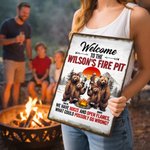Personalized Welcome to the Camping Bear Family Tinplate Painting with Names Daily Use Outdoor Family Gathering Gift for Family Camping Lovers