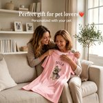 Personalized Multicolour Pet Photo Soft Short Sleeve Sleepshirt Nightdress with Text Daily Wear Birthday Gift for Grandma Mom Woman Pet Lover