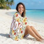 Henkilökohtainen Retro Groovy Floral Quick Dry Ylimitoitettu mikrokuituliinainen rantapyyhe nimellä Kesäloma Syntymäpäivälahja lapselle perheelle
