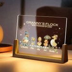 Personalised Cute Duck Family LED Night Light with Names and Wooden Base Home Decor Mother's Day Birthday Gift for Mom Grandparent Family