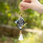 Personlig färgglad nyckelring med mössa i PU-läder med initialer och tofs Graduation Keepsake-gåva för nyutexaminerade