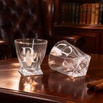 Personalized Engraved Twisted 11 oz Old Fashioned Whiskey Glass Decanter Set with Name and Initial Father's Day Gift for Men Whiskey Enthusiasts