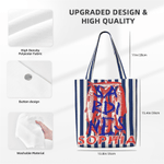 Personalized Sardine Mackerel Flounder Large Capacity Canvas Tote Bag with Name Daily Use Birthday Gift for Fishing Lovers