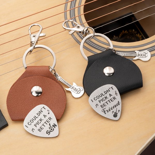 Henkilökohtainen kaiverrettu en voinut valita parempaa kitara valita avaimenperä teksti ja pussi syntymäpäivä vuosipäivä lahja poikaystävä isä